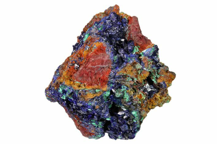 Sparkling Azurite Crystals with Malachite - Laos #161593